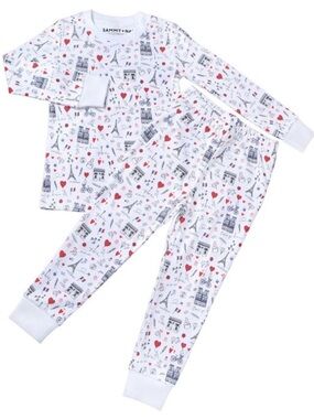 🇫🇷 Sammy + Nat “City of Love” Girls Pajama Set Size 4 ✨🥐❤️